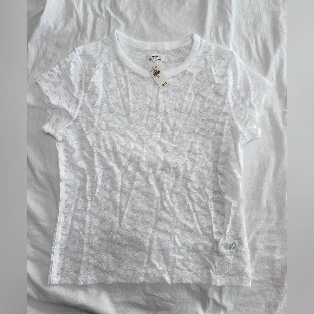 Aerie Vintage White Lace Short Sleeve size Medium, 90’s, Y2K, whimsy - Picture 2 of 4